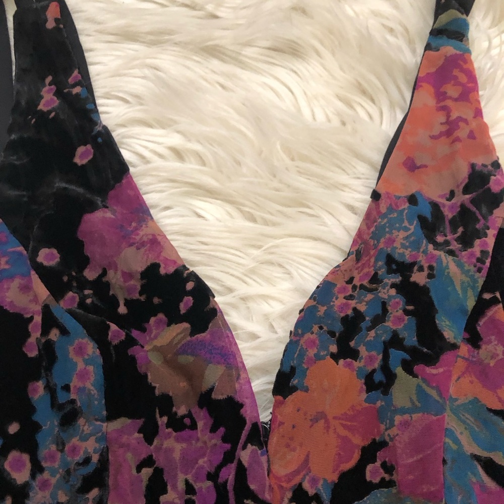 Lulus Make It Cute Black Burnout Velvet Floral Print Mini Skater Dress S NWT - Picture 7 of 16